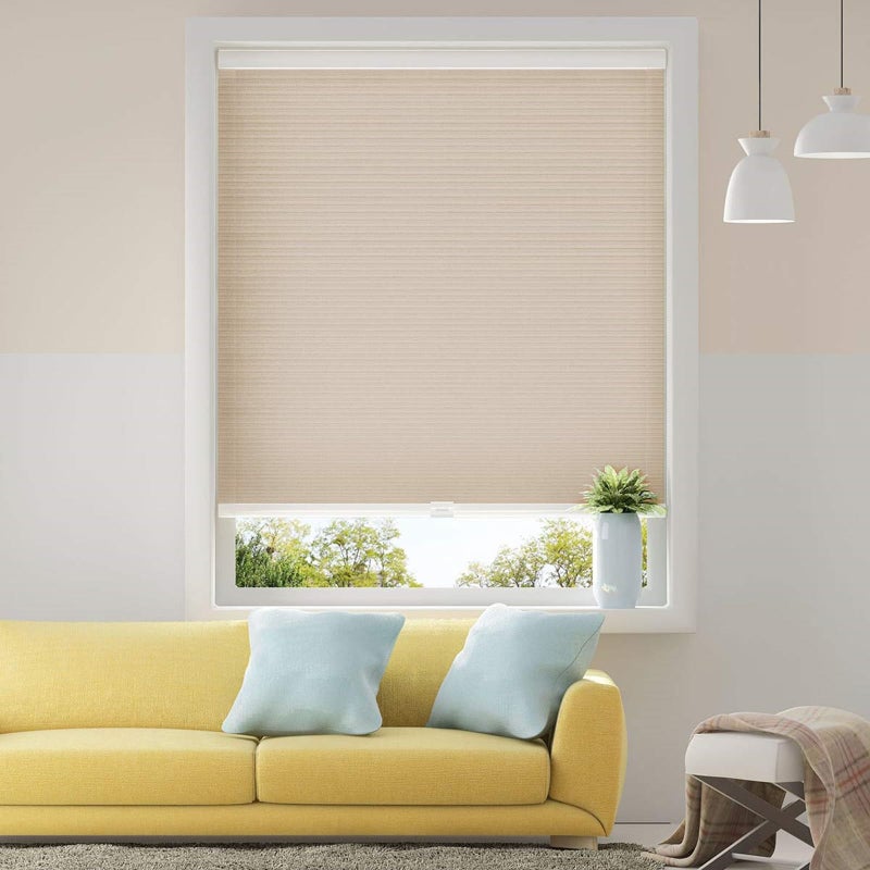 SBARTAR Cellular Blinds Cordless Shades for Windows Single Cell Shade - Provide Privacy and Filters Light - 34 x 64 inch, Ivory Beige(Light Filtering) - Image 1